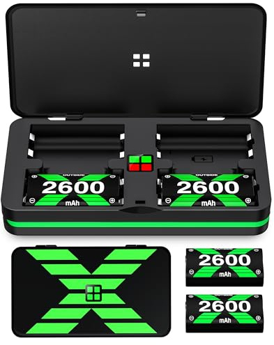 DINOSTRIKE Rechargeable Controller Battery Pack,4x2600 mAh Rechargeable Batteries 360