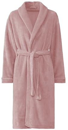 GREATOYAR Albornoz de Ducha para Hombre o Mujer, Albornoz de Rizo, Bata de Baño, Pijama, 100% Algodón, Talla M-L, Color Rosa