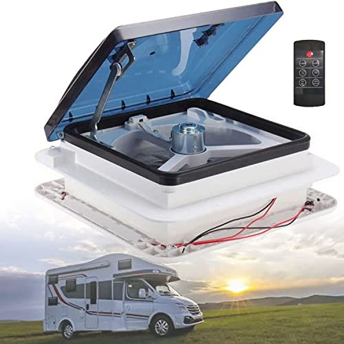 Ventilateur de toit pour VR 12V 40 x 40cm Ventilateur de Toit pour Camping-car Entrée de Camping avec Toit Ouvrant et échappement à 3 Vitesses pour Caravanes Ou Camping-Cars