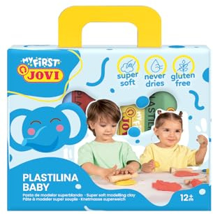 Jovi - My Firts Pâte à modeler, 4 pastilles de 38g en couleurs assorties | sans gluten, ne sèche pas, à partir de 12 mois