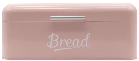 Contenitore per Pane con Coperchio, Grande Scatola per Mantenere Il Pane Croccante in Metallo, Adatta per Biscotti, li conserva a Lungo a Senza umidità, Design Retro (Rosa, Grande) XXL 42x23x16cm