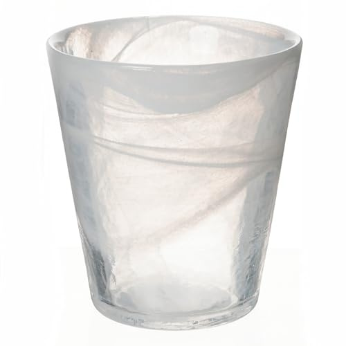 Alabastro Set 6 Bicchieri Acqua Conici 250 ml in Vetro, Superficie Sfumata, Bianco