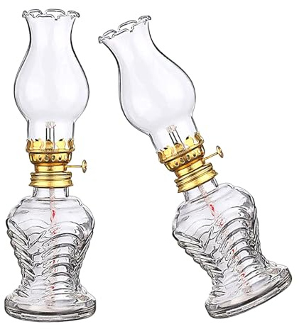 JECOMPRIS Vintage Oil and Glass Shape Lamp Kerosene Fishtail Use Cube Base , Retro Lantern for Providing Steady and Consistent Light Source with Dependable Indoor Dining Room