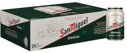 San Miguel Especial Lager, Pack 24 Latas x 33cl, Cerveza Premium Española, Calidad Tradicional y Sabor Refrescante, 5.4% Volumen de Alcohol