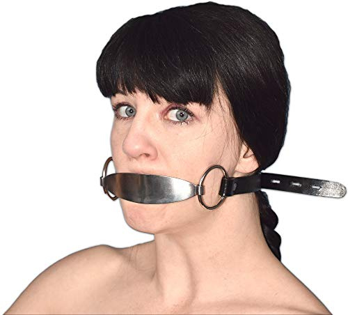 Honeylust Bavaglio Metallico con Estensore di Lingua – Bondage Mouth Gag con lucchetto in similpelle & metallo, Cucchiaio Fetish & Bavaglio BDSM per coppie, schiavi e dominatori