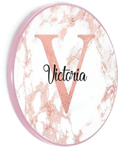Personalised Wireless Charger For Qi Enabled Phones, Peach Pink Marble with Pink Edge with Initials Name,