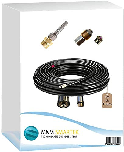 Lot de 4 tuyaux de nettoyage pour canalisations Kränzle - Compatible avec les raccords enfichables Family pistolets Light Line et standard - Avec buse rotative et rigide de 3 à 100 mètres (3 mètres).