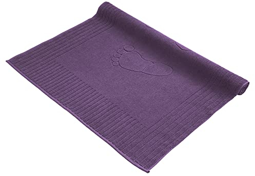 Komfortec Badvorleger, Frottee Duschvorleger, Waschbar Duschmatte & Badteppich, 900 g/m² &100% Baumwolle, Saugfähig & Schnelltrocknend, 70 x 90 cm, Violett