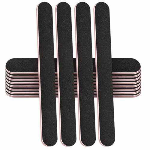Stadux 12 limas de uñas profesionales de doble cara, grano 180/240, limas de uñas para uñas naturales/postizas, juego de estilo de uñas para uso doméstico y de salón, color negro