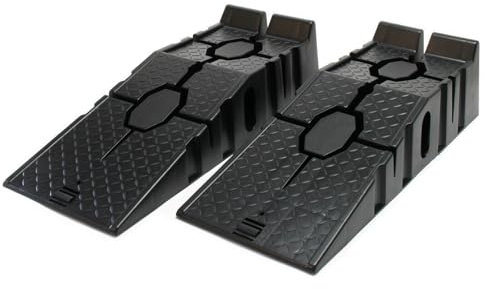 CNCYEAH Lot de 2 rampes d'accès, rampes de seuil, plate-forme élévatrice en polypropylène, noir, 90 x 33 x 22 cm, jusqu'à 2,5 tonnes