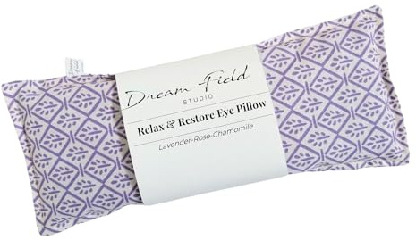 Dream Field Studio Organaic Lavender Eye Pillow, Flaxseed Fill, Aromatherapy Eye Mask, Provence Tile Print