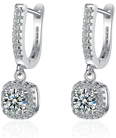 JUZICHEN Orecchini Donna in Argento 925 - Cerchio Con Cuore Pendente in Zirconi - Anallergici Da Sposa Per Donne e Ragazze