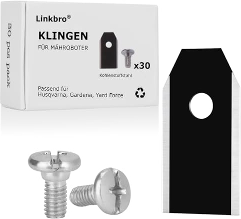 30 x Titan Messer Klingen, Linkbro Mähroboter Ersatzmesser mit 30 Schrauben für alle Gardena Mähroboter Husqvarna Automower,Rasenroboter Messer Rasenmäher Klingen