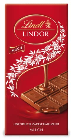Lindt Schokolade LINDOR Milch | 100 g Tafel | Feinste Vollmilch-Schokolade mit einer unendlich zartschmelzenden Füllung | Schokoladentafel | Schokoladengeschenk