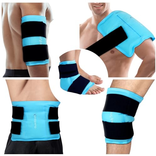 Comfytemp Ice Packs for Injuries Reusable Gel for Shoulder Back Knee Pain Relief, Arthritis with Instant Hot Cold Compress, Large Ice Pad, 2 Straps, 10.5x14.5