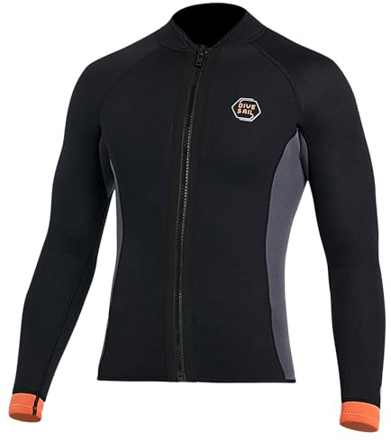 Neoprenanzug Jacke für Damen 3mm Neoprenanzug-Oberteile für Frauen Warmhalten Langarm Frontreißverschluss Neoprenoberteil für Tauchen Surfen Schnorcheln Schwimmen Wassersport M Größe