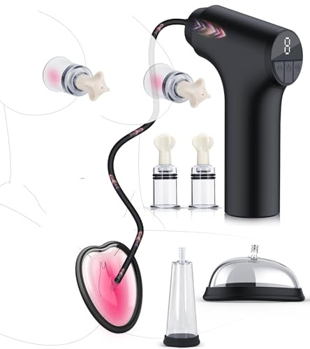 Electric Pussy Pump Nipple Suckers Sex Toy Kit, BDSM Toys Automatic Clitoral Pump Vagina Pumps with 9 Suction Modes, Female Sex Toys Clit Sucker Sexual Pleasure Tools for Women Couples 4 Cups Included