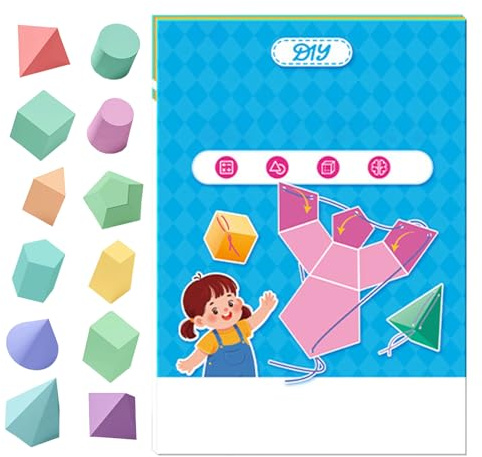 Flkiglm Ritbild geometri inlärningsbok | interaktiv matematikmodell – pedagogisk bok med 12 modeller för hemundervisning, bibliotek, mathecenter lärohjälpmedel och lekrum