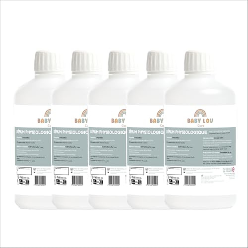 BABYLOU CARE | Fysiologiskt serum i 5 x 500 ml flaska | NaCl 0,9 % | Tillverkad i Frankrike | Näsborrstvätt | Näshygien | För extern bevattning