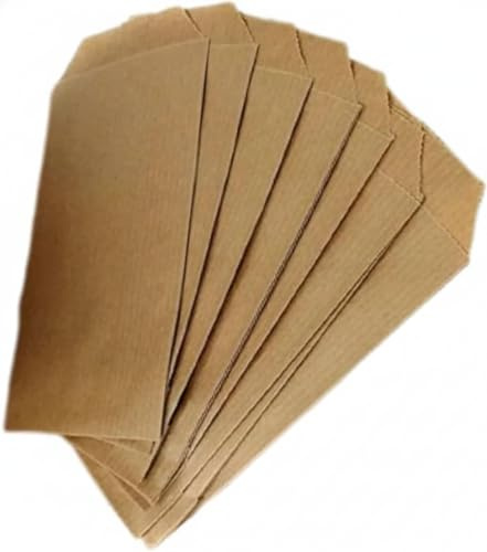 TODOKRAFT 100 Bolsas de papel Kraft planas sin fuelle | Bolsitas pequeñas para semillas, detalles, manualidades o regalos | 100% reciclables y ecológicas (Small 6 x 10 cm)