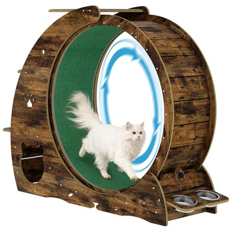 55 Multi-Cat Exercise Wheel with 3-Level Jumper & Scratching Pad - Silent TPE Spinner Activity Center with Rest Area to Prevent Boredom and Obesity in Indoor Cats