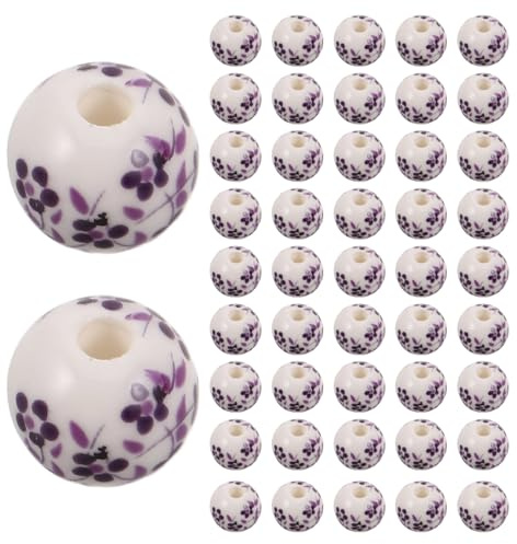 LOLIPPYY 100 Perline di Porcellana in Ceramica Fiori Fori Grandi per Infilare Perline Distanziatrici Rotonde per Creazione Gioielli Braccialetti e Collane Fai da Te Design Floreale