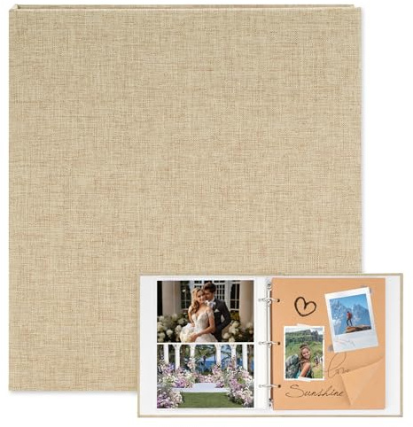 Album Photo 160 Pages en Lin Relié 21x23 cm,Classeur Photo Livre Photo Personnalisable Album Photo Scrapbook pour Livre Photo Souvenir DIY pour Bebe Anniversaire Valentin Mariage Noël Cadeau-Kaki