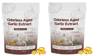 Lagrat vitlöksextrakt 7500mg | Luktfri vitlök | hjärt- och immunstöd | Icke-GMO, glutenfri-30 count,2Pcs