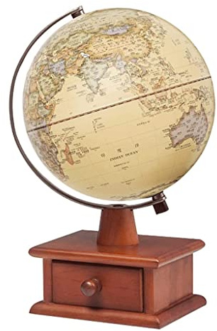 Glob, Globe med trälådstativ präglad Vintage Led Lighted Light 7