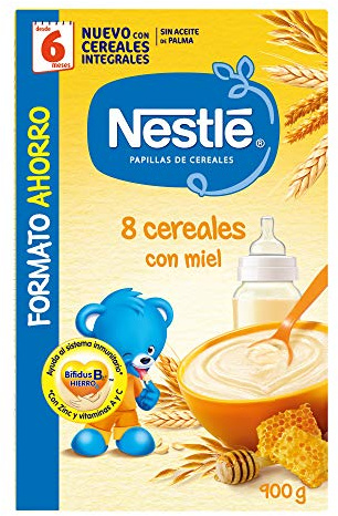Nestlé Papillas 8 Cereales con Miel, 6+ Meses, 900g