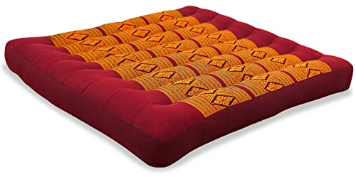 livasia Sitzkissen Stuhlauflage groß - 50x50x6cm - Bodenkissen Indoor/Outdoor, Meditationskissen Yogakissen, Stuhlauflage für Palettenmöbel, Steppkissen für Stuhl und Bank (Rot/Gelb)