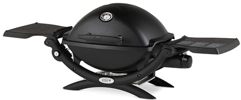 Weber Q1200 Liquid Propane Portable Gas Grill, Black – 1‑Burner Travel and Camping Grill with Cast‑Iron Grates & Electronic Ignition (8,500 BTU Burner)