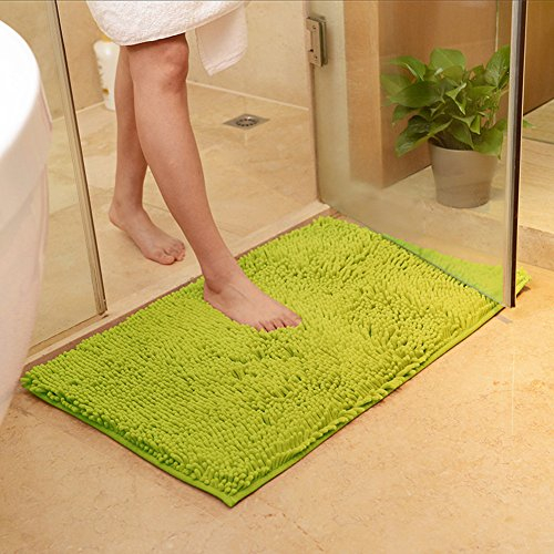 DOTBUY Bad-Teppiche, Chenille Anti-Rutsch-Bequeme Super saugfähiger weicher Duschteppich Dusche Teppich Badematte Bad Teppich (40 * 60cm, Gras-Grün)
