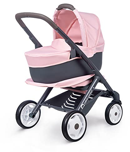 Smoby - Bébé Confort - Poussette + Landau 3 en 1 - pour Poupons et Poupées - Roues Silencieuses et Multidirectionnelles - Panier de Rangement - 253116