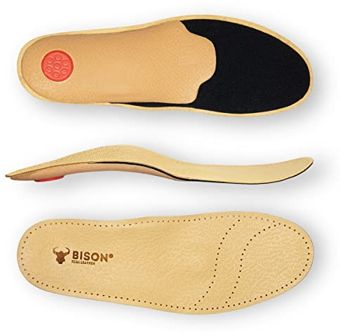 BISON ALFA Semelles Orthopédiques 1 Paire - Semelles Chaussures Confort au Pied Plat - Semelle en Cuir de Talon Amorti pour Femme et Homme - Taille 38 Beige