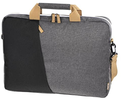 Hama Laptop Tasche bis 14.1 Zoll (Notebook Tasche für Laptop, Tablet, MacBook, Chromebook bis 14,1 Zoll, Umhängetasche als Arbeitstasche oder Schultasche für Herren und Damen) schwarz grau