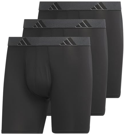 adidas Men's Microfiber Boxer Briefs (3-Pack) Performance Stretch Moisture-Wicking Underwear, Black/Onix Grey/Black, L