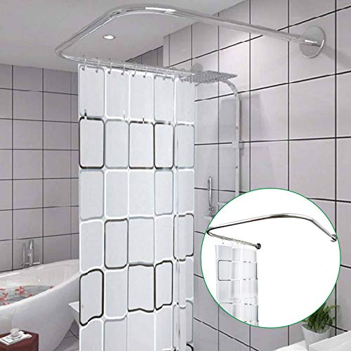 DSYOGX Barra de cortina de ducha en forma de U, barra de ducha curvada en forma de U, redonda, acero inoxidable, barra de ducha para vestuario