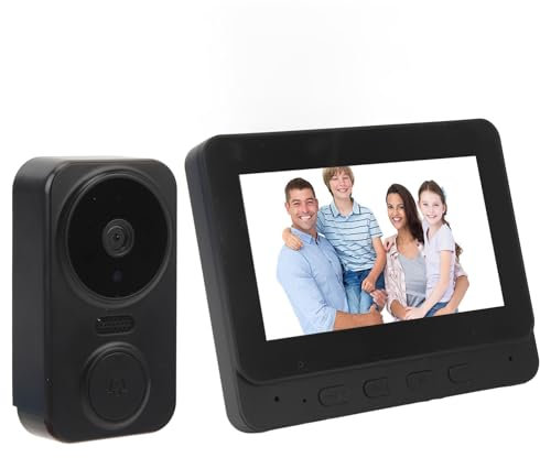 banapoy Système D'interphone Vidéo sans Fil, Sonnette D'interphone Visuel avec écran de Moniteur de 4,3 Pouces, Vision Nocturne, WiFi, Voix Bidirectionnelle 1080P HD, Caméra de Visiophone