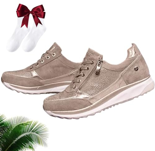 Gabbor Scarpe da Ginnastica Ortopediche con Cerniera, Scarpe da Ginnastica Ortopediche con Supporto per L'Arco Plantare da Donna, Comode Scarpe da Tennis Slip-On (37,Grigio)