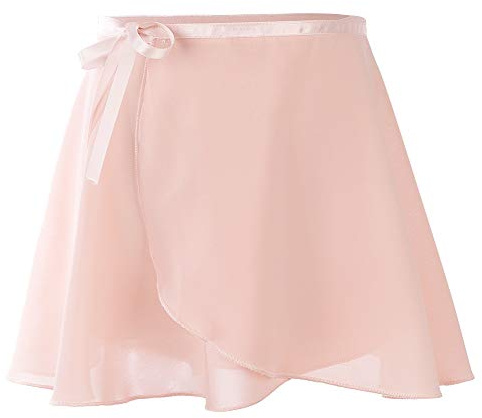 Kefiyis Jupe de ballet en mousseline de soie réglable avec ruban pour filles et femmes, rose, L