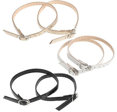 COMNICO Shoe Ankle Straps - 6 Pcs Adjustable High Heel Accessories for Women Girls - Elastic Belt Band Leather Replacement Shoelace - Black, Gold, White