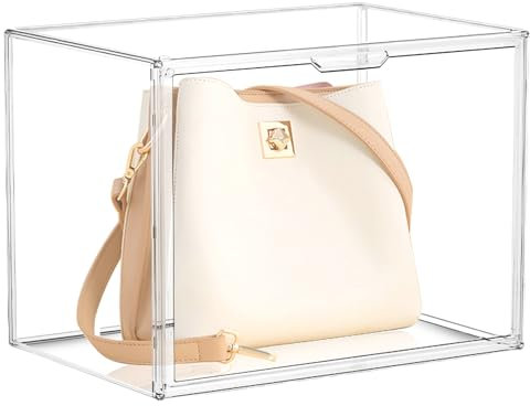 1 scatola di plastica trasparente impilabile con chiusura magnetica, 36 x 27 x 22 cm, resistente alla polvere, ideale per personaggi, libri, cosmetici, scarpe