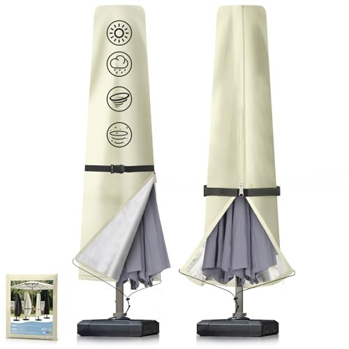 Wanocean Housse de protection pour parasol jusqu'à environ 300 cm - Oxford 600D - Imperméable - Anti-UV - Convient pour la cour de jardin (190 x 30/40/50 cm)