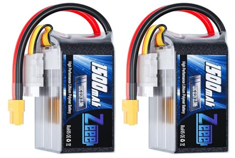 Zeee 6S 1500mAh Lipo Battery 22.2V 120C with XT60 Plug RC Graphene Battery for FPV Drone Quadcopter Helicopter Airplane RC Boat Car Racing Models(2 Pack)