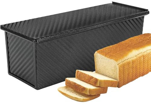 AXIM Große Kastenform mit Deckel, 1 kg Brotbackform, antihaftbeschichtet, Toastbox, Ziehmann, Kastenform mit Schiebeabdeckung, Brotbackform zum Backen, 1000 g Teig (schwarz)
