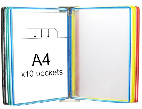 Système De Porte Document Mural, Support Kit Mural Document Métal, Classeurs Muraux, Avec 10x Panneaux D'affichage A4, Porte Documents Pour Halls D'exposition, Restaurants, Bureaux, Lieux Publics
