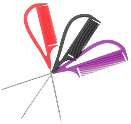 minkissy Peines Metálicos para Peluquería 3 Piezas Tamaño Mediano para Seccionar y Cardar Cabello Profesionales para Salón Peines de Raya y Trenzar Cabello Uso Diario en Estilismo
