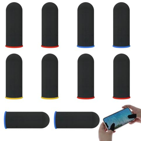 KOHVAN 10 Piezas Dedales Gamer de Fibra de Carbono Ultra Finos, Fundas para Dedos para Juegos Móviles, Antisudor y Alta Sensibilidad para Pantalla Táctil, Smartphone y Tablet