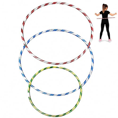 3 x SixHawks Hula Hoops for Kids and Adults, 3 Different Sizes, Durable Multicoloured Plastic Exercise Hoops for Fitness, Dance and Gymnastics, Coordination, Indoor and Outdoor Family Garden Play